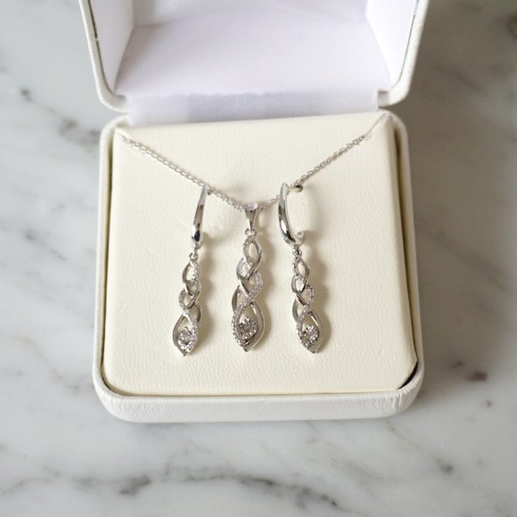 Sterling Silver Necklace and Earrings Set - Picture 2 of 2